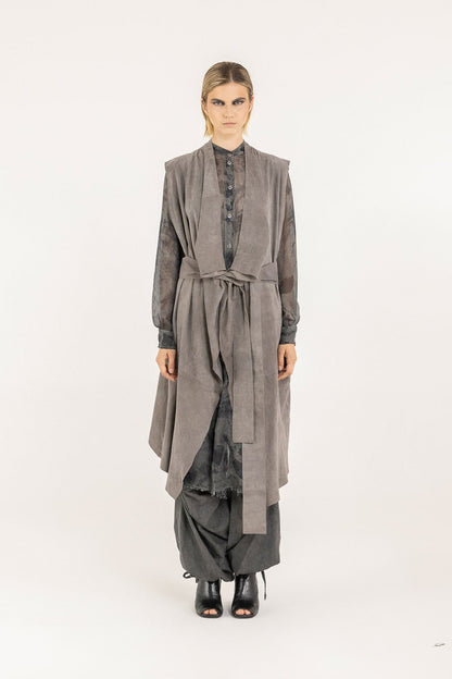 F07 - S272 Gilet Lungo Pelle - SANCTAMUERTE - Boutique Central Roma
