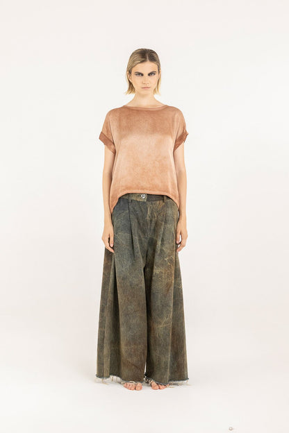 F07 - S339 PANT BRONZE PALAZZO - Boutique Central Roma