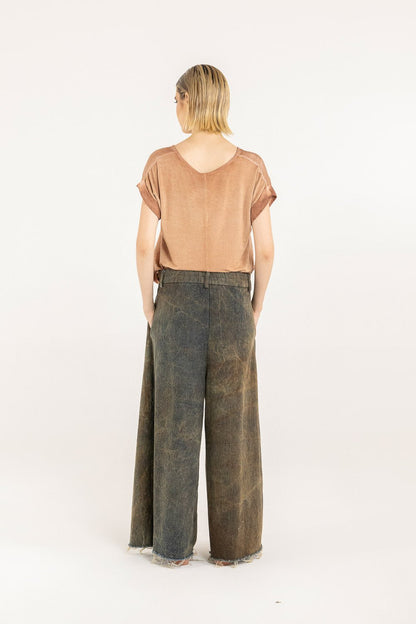 F07 - S339 PANT BRONZE PALAZZO - Boutique Central Roma