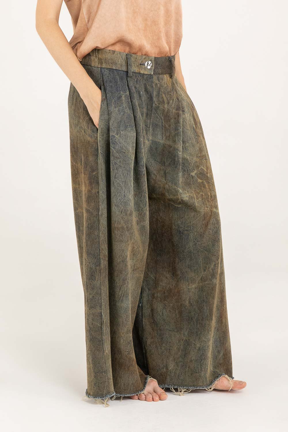 F07 - S339 PANT BRONZE PALAZZO - Boutique Central Roma
